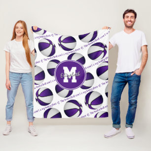 Couverture Polaire terrain de basket blanc violet est mon endroit heu