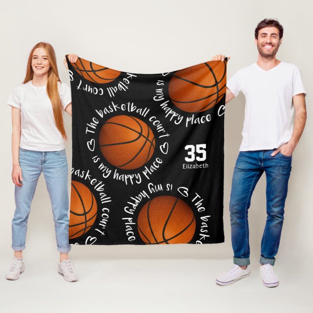 Couverture Polaire terrain de basket ma place heureuse salle de sport (En situation)