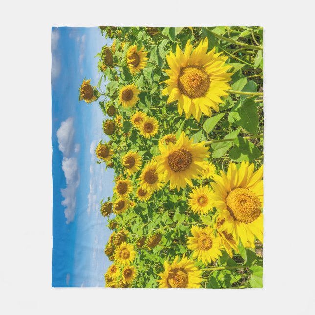 Couverture Polaire Terrain de tournesol, ensoleillé l'été. (Devant)