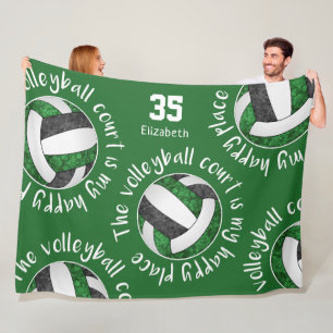 Couverture Polaire Terrain de volley-ball noir vert son endroit heure
