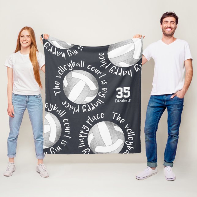 Couverture Polaire terrain de volley heureux lieu gris blanc charbon (En situation)