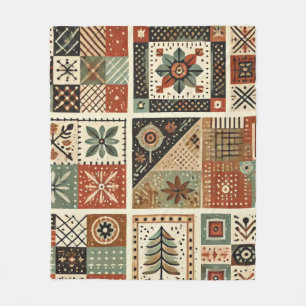Couverture Polaire Terre cuite Patchwork Quilt Rustique Rétro Vintage