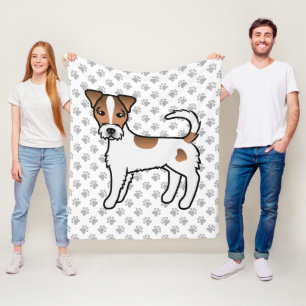 Couverture Polaire Terrier Parson Russell à poil dur blanc et fauve