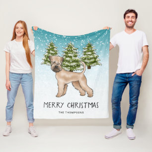 Couverture Polaire Terrier Wheaten à poil doux Forêt enneigée d'hiver