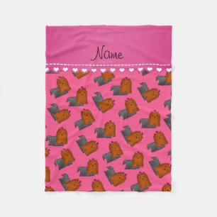Couverture Polaire Terriers de Yorkshire roses nommés personnalisés
