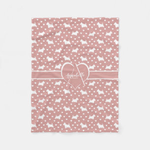 Couverture Polaire Terriers écossais blancs (Chiens écossais) - Rose