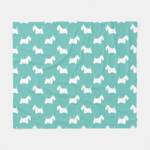 Couverture Polaire Terriers écossais blancs   Silhouettes Scottie Chi