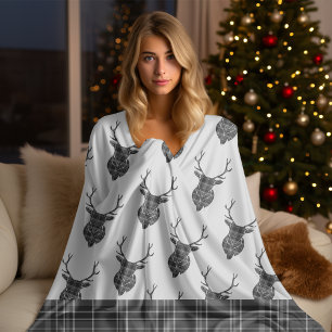 Couverture Polaire Tête de stade écossaise Gray Tartan Rustique Antle