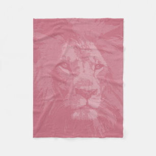 Couverture Polaire Tête de visage de lion rose