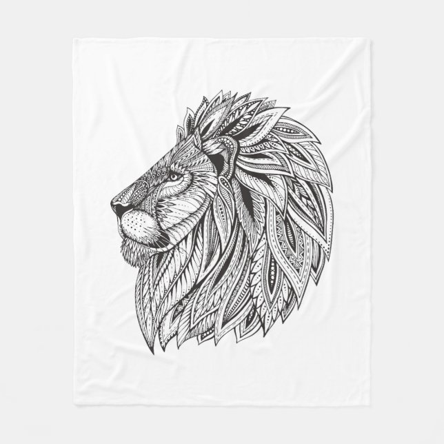 Couverture Polaire Tête modelée ethnique de lion (Devant)