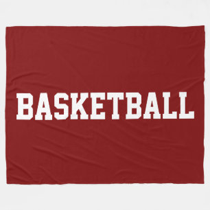 Couverture Polaire Texte BASKETBALL Blanc Gras Sur Rouge Profond Vint