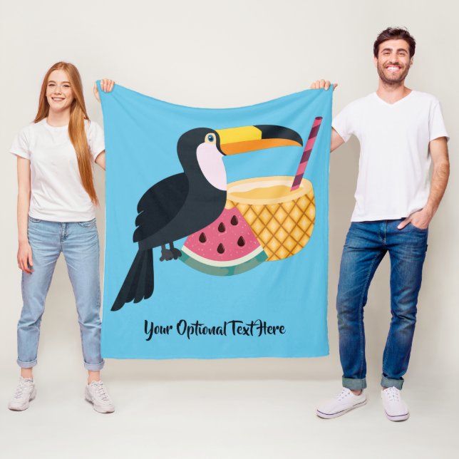 Couverture Polaire Texte et couleur personnalisés Illustration Toucan (En situation)