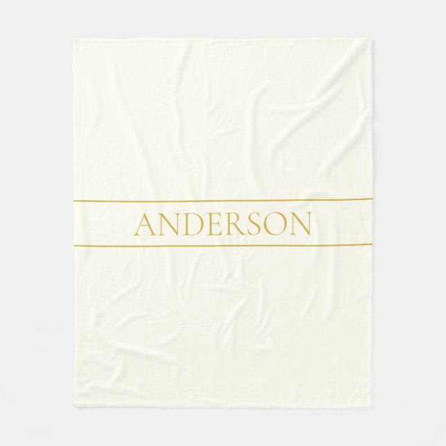 Couverture Polaire Texte personnalisable simple et élégant | Or blanc (Devant)