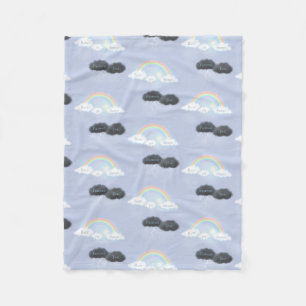 Couverture Polaire Texte personnalisé sur nuages et arcs-en-ciel "Plu