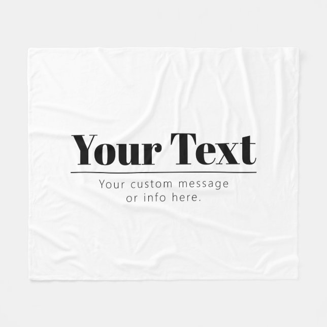 Couverture Polaire Texte rétro-moderne élégant | Noir & Blanc (Devant (Horizontal))
