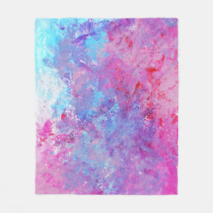 Couverture Polaire Texture créative bleu-rose, taches de peinture.