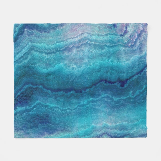 Couverture Polaire Texture de l'Agate Vert de la Mer Bleue (Devant (Horizontal))