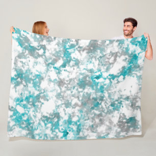 Couverture Polaire texture gris turquoise et marbre blanc