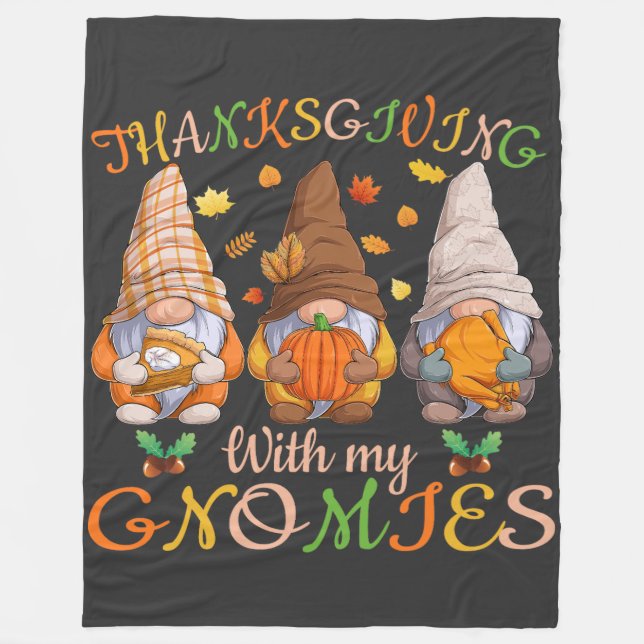 Couverture Polaire Thanksgiving Avec Mes Gnomies Automne Gnome Automn (Devant)