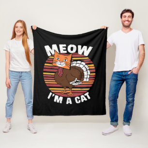 Couverture Polaire Thanksgiving Drôle Turquie Fake Cat Retro