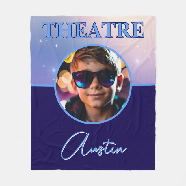 Couverture Polaire Théâtre Deep Royal Custom Photo et nom (Devant)