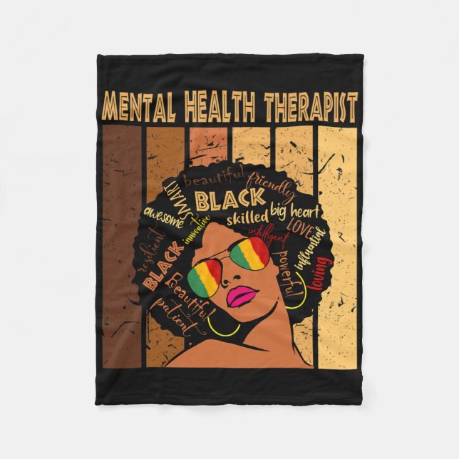 Couverture Polaire Thérapeute en santé mentale Afro Femmes Noir Histo (Devant)