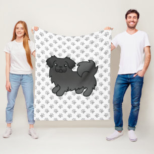 Couverture Polaire Tibétain Spaniel Noir Chien de Dessin Animé Mignon
