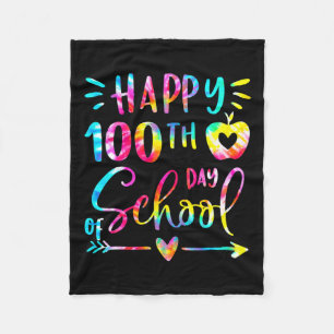 Couverture Polaire Tie Dye Happy 100e jour Enseignant Étudiant 100