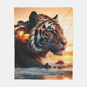 Couverture Polaire tigre au coucher du soleil / tigre au sunset