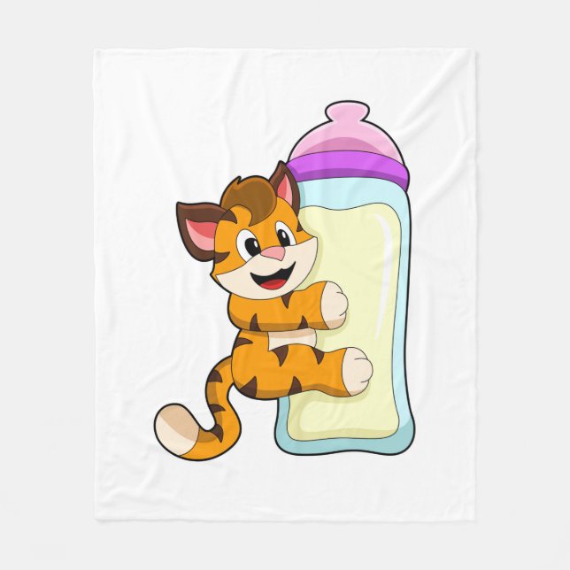 Couverture Polaire Tigre avec Bébé bouteille de lait (Devant)