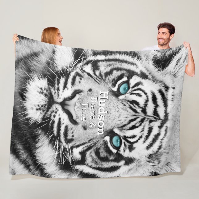 Couverture Polaire Tigre blanc personnalisé Bengale (En situation)