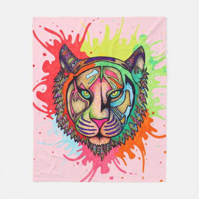 Couverture Polaire Tigre d'arc-en-ciel (Devant)