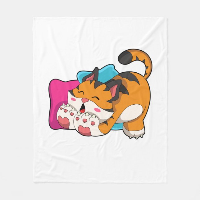 Couverture Polaire Tigre fatigué (Devant)