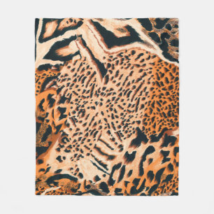 Couverture Polaire Tigre, léopard et jaguar sans joint. Textu sans co