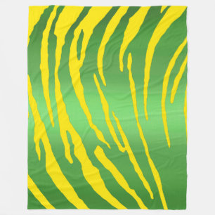 Couverture Polaire Tigre métallique rayures vert jaune