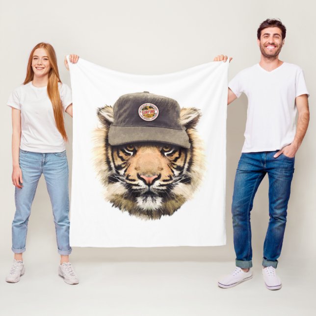 Couverture Polaire Tigre surfant (En situation)