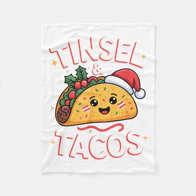 Couverture Polaire Tinsel And Tacos Cute Christmas Mexican Food Fun  (Devant)