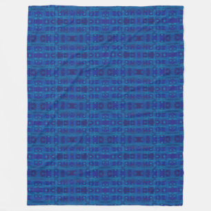 Couverture Polaire Tissage bleu, motif géométrique abstrait, dessiné