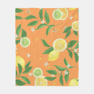 Couverture Polaire Tissu d'aquarelle en agrumes