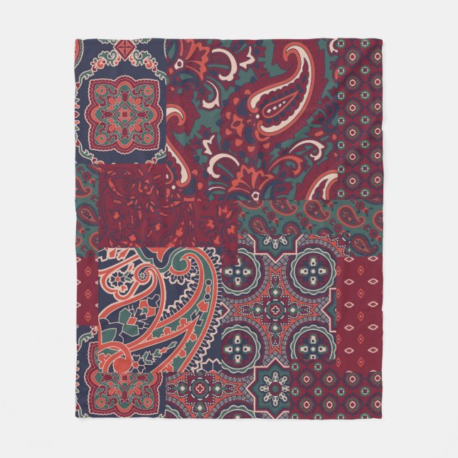 Couverture Polaire tissu en soie cashmere paisley patchwork abstrait  (Devant)