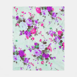 Couverture Polaire Tissu floral vintage, Fragment du rétro coloré