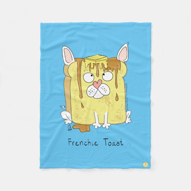 Couverture Polaire Toast French Buldog Blanche (Devant)