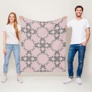 Couverture Polaire Toison baroque ornementale motif en argent couvert