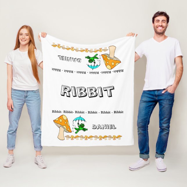 Couverture Polaire Toison Blanche Frog Ribbit Champagne (En situation)