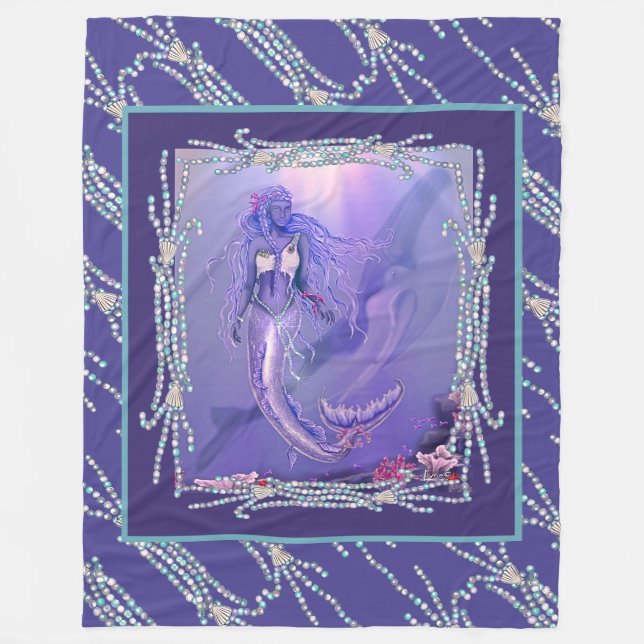 Couverture Polaire Toison de sirène de mer violette (Devant)