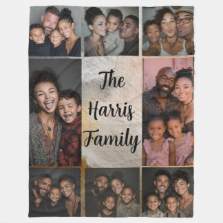 Couverture Polaire Tons neutres Famille Photo Collage Blanche Toison