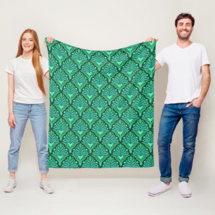 Couverture Polaire Tons vert menthe motif géométrique Art Nouveau