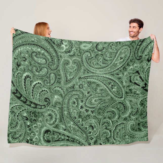 Couverture Polaire Tons verts Floral Paisley Motif (En situation)