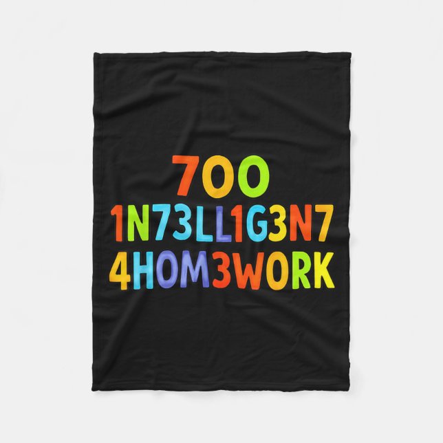 Couverture Polaire Too Intelligent For Homework Funny School Kids Tee (Devant)