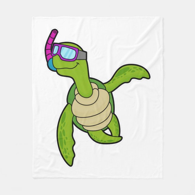 Couverture Polaire Tortue à la natation avec tuba (Devant)